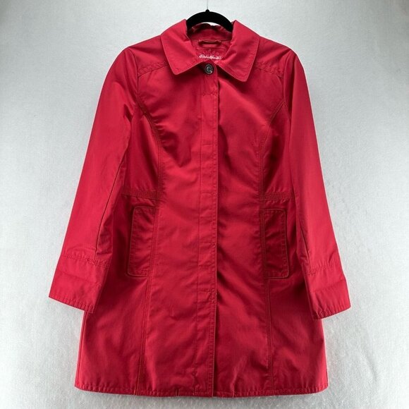 Eddie Bauer Jackets & Blazers - Eddie Bauer Coat Womens Sz S Single Breasted Long Sleeve Jacket Cotton Blend Red
